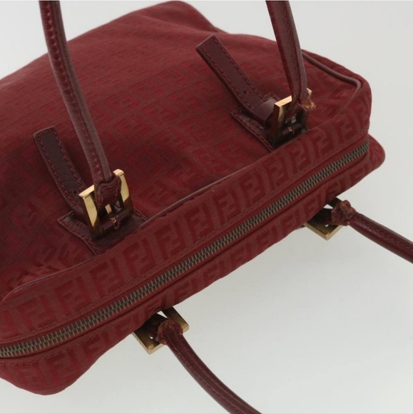 FENDI Zucchino Canvas Authentic Hand Bag Red Auth rd4396 - Picture 8 of 16